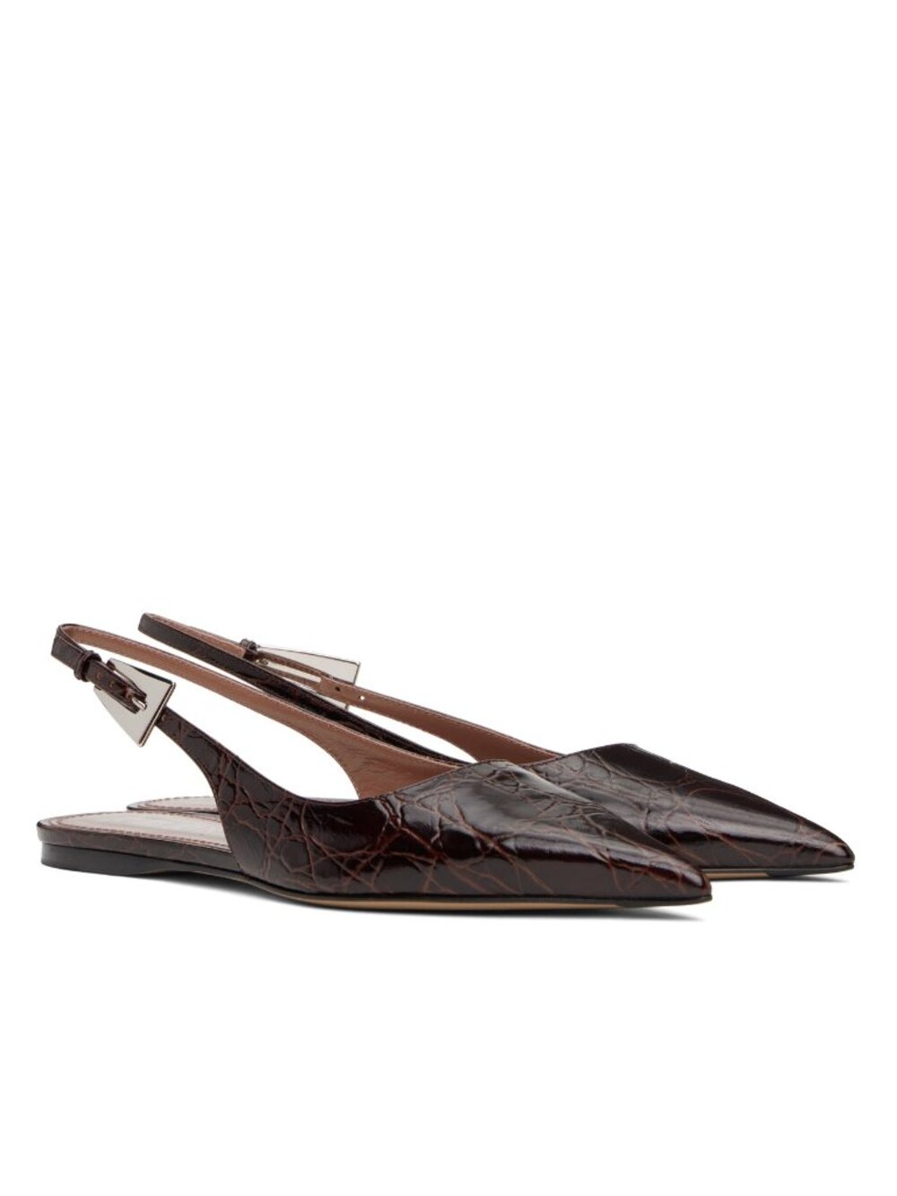 Paris Texas  Jessica Slingback Flats Embossed-Crocodile Leather  Sz IT39/US9